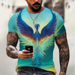 Anime multifilm Phoenix 3D Print Imeilus lahedad mehed ja naised Suvine avangardi isikup&auml;ra &Uuml;markaelusega l&uuml;hikeste varrukatega vabaaja T-s&auml;rk S