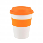 400 ml reisikruus silikoonkaanega Mugav korduvkasutatav soojusisolatsiooniga tee-kohvitass PP plastikust kukkumisvastane libisemiskindla varrukaga 400ml