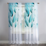 Luksuslikud kuldsed sulgede lehed l&auml;bipaistvad voole rulood magamistoa t&uuml;lli aknakardinad elutuppa L&auml;bipaistvad kardinad rulood kardinad 2 tk W50X160H(cm)x2Pcs&Grommet Top