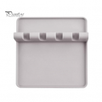 Silikoonist lusikahoidja pliidi jaoks, kuumakindel n&otilde;udehoidja tilkumispadjaga, BPA-vaba k&ouml;&ouml;gilusikahoidik spaatlitele, kulbile, tangidele, suur lusikas helehall v&auml;rv