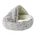 &Uuml;mmargune kapuutsiga kassivoodi Talvine kohev lemmikloomavoodi Koobas Paluss&otilde;&otilde;rikuga rahustav kassipesa voodi Mugav lemmikloomapesa kassidele ja koertele hall