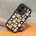 Pehme silikoonist ruudukujulise redeli mustriga telefoni&uuml;mbris, t&auml;ielikult kattev, kaamera p&otilde;rutuskindel kaitse, kummist &uuml;mbris Vivole Vivo Y18E valge