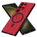 Luksuslik matt nahast kate Samsung Galaxy S25 S24 S23 FE S22+ juhtmevaba laadija Magsafe Vintage &uuml;mbrisele iPhone 16 15 Plus 14 Pro 11 13 12 jaoks Samsung S25 Ultra