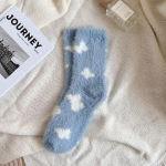 Naiste s&uuml;gis- ja talvised paksendatud naaritsa sokid Armsad koomiksimustriga soojad sokid s&auml;&auml;re keskel One size valge