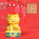 Pi Yao Jade Seal Figurine Sculpture for Fengshui Decoration on Table Pink A