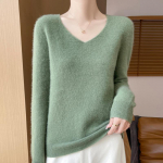 Naiste 100% puhtast villast avara kootud pullover kampsun s&uuml;giseks/talveks V-neck, XXL t&uuml;rkiissinine