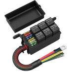 DaierTek 12V releekarp 6-pesaline relee-kaitsmekarp 12 AWG eeljuhtmestusega veekindel releekarp 6 pesaga ATC/ATO kaitsme releeplokk autole, merele
