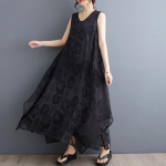 Suvine stiil kleit varrukateta lilleline elegantne avar pikk kleit p&otilde;hikleidid One Size must