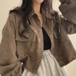 Velvetist k&auml;rbitud naiste jakid Suurem&otilde;&otilde;tmelised Harajuku Vintage t&auml;navariided Lahedad &scaron;ikk must mantel Korea mood naiste lahtised L