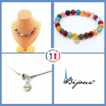 Pierres et Min&eacute;raux. Parure bijoux Bracelet Collier 15 Perles Agate multicolore 8 mm. Taille personnalisable.
