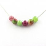 Pierres et Min&eacute;raux. Collier perles Tourmaline multicolore + Tourmaline melon d'eau + Chaine en acier inoxydable.