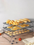 Mittekleepuv traatv&otilde;rguga k&uuml;psetusplaat Koogijahutusrest Roostevabast terasest Ahju K&ouml;&ouml;k Pizza Leiva K&uuml;psise Hoidja Grillriiul 3pcs set must