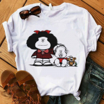 Mafalda T-s&auml;rk naiste suvine Harajuku vabaaja l&uuml;hikeste varrukatega T-s&auml;rgid T&auml;navar&otilde;ivad O-kaelusega valge topsid Tee 90S Multikas T-s&auml;rk S