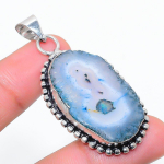 Blue Solar Quartz Handmade 925 Sterling Silver Jewelry Pendant 2.13 d8k24