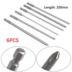 Kruvikeeraja otsik 1/4 tolli, 100 mm pikk, 6 tk / komplekt ristpea