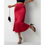 Naiste seelik &uuml;mbritsevate tuharate ja kalasabaga Satiinist Poolpikk keha kevad-suveks V&auml;rvilised satiinist seelikud XXL