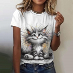 Naiste T-s&auml;rk Kassi Prindiga Vabaaja L&uuml;hikeste Varrukatega 3D T-s&auml;rgid Mood Streetwear Meeskonnakaelusega Pullover Suvine Naiste &Uuml;lielus R&otilde;ivas S