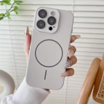 Luksuslik Magsafe'i juhtmevaba laadimise telefoni&uuml;mbris iPhone 16 15 14 Pro 13 12 Pro Max objektiivikaitsega p&otilde;rkeraua magnetilise tagakaanega iPhone 16 Pro Max valge