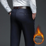 Klassikaline talvine soe meeste &auml;ri sirged vabaaja p&uuml;ksid veniv kangas kontorip&uuml;ksid fliis paksud p&uuml;ksid 38