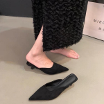 Prantsuse kassipoeg ja leopardimustriga k&otilde;rge kontsaga kott pea pool sussid naiste kingad kandmiseks 2025 kevad ja s&uuml;gis seemisnahast poolikud platvormiga &uuml;hekordsed kingad 40 must