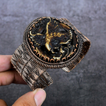Cameo Eagle Handmade Copper Wire Wrap Cuff Bangle Adjustable u5d26