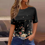 Naiste T-s&auml;rgid, plisseeritud &uuml;markaelus, kleit, vabaaja pluusid, tr&uuml;kiga l&uuml;hikeste varrukatega suvised topid. L