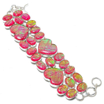 Pink Triplet Opal Handmade 925 Sterling Silver Bracelet 7-8 e3b83