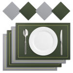 4/8 tk Komplekt Lauaalused koos Alusalustega PU Nahk Skandinaavia Stiil Lauan&otilde;ude Alus Kohvilaua Libisemiskindel Veekindel Pestav K&ouml;&ouml;gi Alusmatt 4pc mat and coaster gray