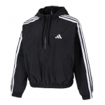 Adidas Spordi Elustiili Seeria Br&auml;ndi Logo Tuulekindel Hingav Jooksutreeninguga Kapuutsiga Jakk Naiste jakid Must JZ2162 S