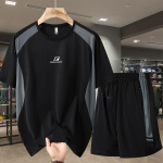 Suured suurused 6XL-13XL Mood &Uuml;lem&otilde;&otilde;dulised 2-osalised komplektid Meeste T-s&auml;rk Suvised l&uuml;hikesed p&uuml;ksid Komplekt Vintage riided 7XL(110kg-120kg) must