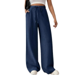 Naiste vabaaja prantsuse mugavad ja moekad sirge s&auml;&auml;rega laia s&auml;&auml;rega taskutega p&uuml;ksid naistele S sinine