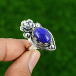Kingitus naistele Lubaduselillega reguleeritav s&otilde;rmus 925 h&otilde;bedast naturaalsest lapis lazuli teemandist Adjustable gray