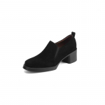 Krazing Pot Lammas Suede S&uuml;gis Talv Kingad Paksude Kontsad Suurus 43 Suurus 42 &Uuml;mar Nina Libisemisega Lihtne Disain S&uuml;gava Suuga Retro Mood Kingad 34 must