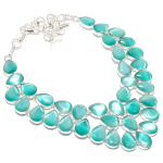 Natural Green Monalisa Gemstone 925 Sterling Silver Jewelry Necklace 18 w5s92