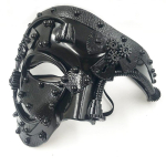 K&auml;sitsi valmistatud Halloweeni Steampunki Maskeraadipidu Pooln&auml;oga Mask Antiikne Ooperilava Mardi Gras Kost&uuml;&uuml;m Antique Black black