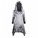 Naiste gooti mustriga kapuutsiga kleit Halloweeni Cosplay suures suuruses kleit S