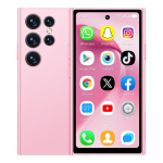 S26 PRO Mini 4G nutitelefon 4,0 tolli 2 GB RAM 16 GB ROM topeltkaamera 2 MP + 5 MP LTE kahe SIM-kaardiga Bluetooth Type-C taskulamp n&auml;otuvastus Android mobiiltelefon roosa