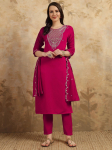 Naiste disainer Chandri Kurta P&uuml;kside ja Dupattaga Komplekt India Bollywoodi Top Tuunika Kurti Salwar &Uuml;likond S roosa