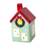 Ceramic Christmas Village House Building Home Decor Figurine Light up for Winter Style D