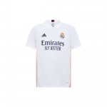 Adidas Real Madrid 20-21 Hooaeg Kodus&auml;rk Kirjalogo Triipudega Meeste Spordijalgpalli L&uuml;hikeste Varrukatega S&auml;rk Valge FM4735 XL