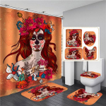 Ilu Seksikas Naine T&uuml;druk Du&scaron;ikardin Veekindel vannikardina komplekt Libisematu P&otilde;randamatt Vannitoa Vaip WC Kaas Katte Vaibad 4PCS Full Set