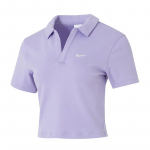 Nike Sportswear Essential Moekas Mugav L&uuml;hikeste Varrukatega Polo S&auml;rk Naiste Topp Lilla DV7885-533 M