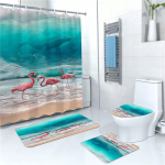 3D Prindi Du&scaron;ikardin Veekindel pol&uuml;ester Vannitoakardin Libisemisvastane Vannimati komplekt WC Vaibad Vaip Kodukaunistus 4TK 3PCS Bath mat