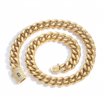 Roostevabast terasest kaelakee 6mm-14mm &uuml;mar lihvitud kr&uuml;pteeritud 14K kullaga kuuba ahel tsirkooniga vedrukinnis titaanterasest ahel 6mm7inch (about 18cm bracelet) kuld