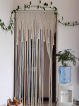 K&auml;sitsi kootud puuvillan&ouml;&ouml;r vaip uksekardin: P&otilde;hjamaade boheemlaslik stiil kodukaunistuseks 90x190CM with straight wooden rod
