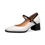 Moodsad Uued Ehtsad Nahast Vintage Naiste Kingad Moodsad Ruudukujulise Ninaga Kingad Paksude Kontsadega Kevadkingad Naistele Zapatos De Mujer Mary Jane Kingad 34 valge