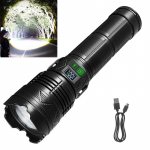3000000LM &Uuml;liere LED taskulamp USB laetav suumitav taskulamp 2000M ABS taktikaline taskulamp matkamiseks, kalastamiseks, t&ouml;&ouml;valgusti