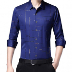 Turn Down Collar Stripes Meeste &uuml;herealine &auml;ris&auml;rk 3XL sinine