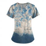 Suures suuruses tr&uuml;kitud Scrub T&ouml;&ouml;vormi topid V-kaelusega naiste l&uuml;hikeste varrukatega l&otilde;busad T-s&auml;rgid Taskutega t&ouml;&ouml;riiete s&auml;rk XL taevasinine v&auml;rv