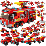 TOYLINX Tulekustutaja jaam ehitusklotsid koos tulet&otilde;rjeauto, helikopteri ja tulet&otilde;rjujate klotsidega Linna hariduslik m&auml;nguasi poistele Laste kingitus